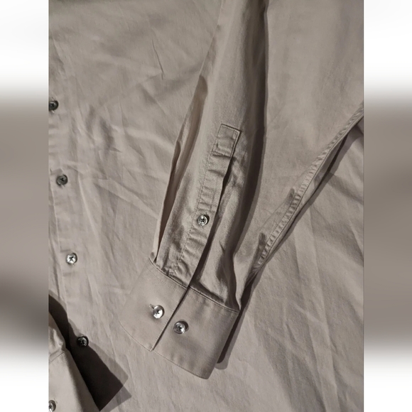 Calvin Klein Mens Dress Shirt Taupe 18 1/2 36/37 Slim Tall Stretch Non-Iron. - Picture 4 of 16